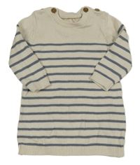 Smetanovo-modré pruhované svetrové šaty M&S