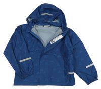 Tmavomodrá šusťáková jarní bunda s loďkami a kapucí Impidimpi