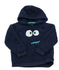 Tmavomodrá huňatá mikina s kapucí - příšerka Lily & Dan