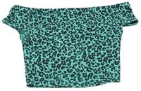 Zeleno-černý žebrovaný crop top s leopardím vzorem Matalan