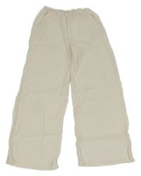 Smetanové žebrované palazzo kalhoty H&M