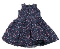 Tmavomodro-růžové květované šaty Name it