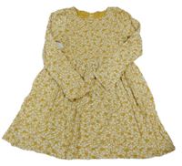 Hořčicovo-bílé květované šaty H&M