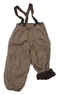 Hnědé melírované vzorované podšité chino kalhoty s kšandami H&M