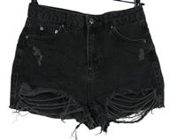 Dámské tmavošedé riflové mom kraťasy s prošoupáním Topshop 