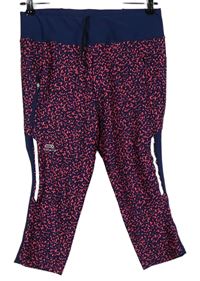 Dámské tmavomodro-růžové vzorované sportovní funkční capri legíny Kalenji 