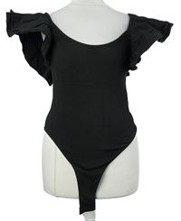 Dámské černé žebrované body s volánky Zara