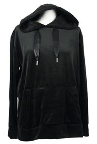 Dámská černá sametová mikina s kapucí 
