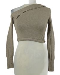 Dámský béžový crop asymetrický svetr 