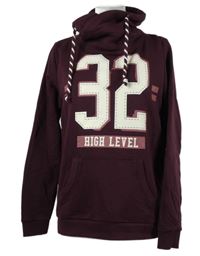 Dámská vínová mikina s číslem a komínovým límcem Esmara 