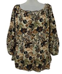 Dámská béžovo-černá květovaná halenka s lodičkovým výstřihem Zabaione 