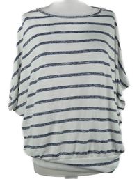 Dámské bílo-tmavomodré pruhované úpletové tričko New Look 