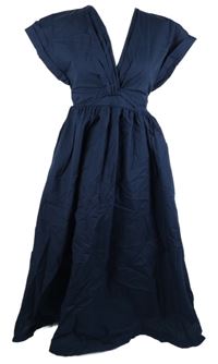 Dámské tmavomodré plátěné midi šaty Abercrombie&Fitch