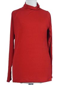 Dámské červené žebrované triko s rolákem 