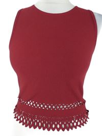 Dámský vínový crop top s perforovaným vzorem 