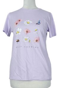 Dámské lila tričko s kytičkami New look 