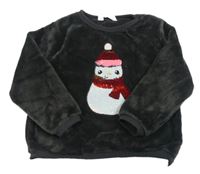 Tmavošedá chlupatá mikina se sněhulákem H&M