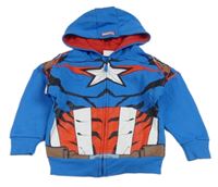 Modrá propínací mikina s potiskem a kapucí- Captain America Marvel