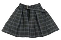 Černo-šedo-modrá kostkovaná skládaná sukně