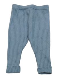 Modré žebrované pletené kalhoty Little nutmeg