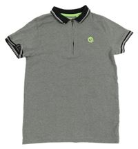 Šedo-černé polo tričko s výšivkou F&F