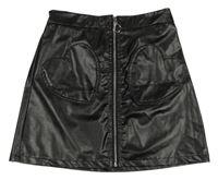 Černá koženková propínací sukně Shein