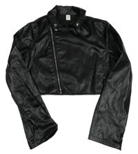 Černá koženková crop bunda Shein