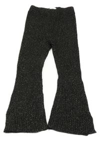 Černo-zlaté úpletové flare kalhoty s rozparky Zara