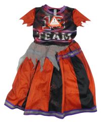 Nové - Kostým - Červeno-černé halloweenské šaty 
