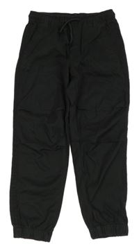 Černé plátěné cuff kalhoty H&M