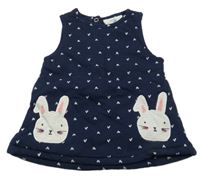 Tmavomodré teplákové šaty se zajíci