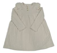 Smetanové svetrové šaty s volány