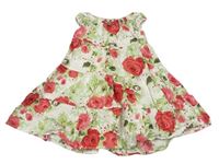 Bílo-zeleno-červené květované šaty GAP