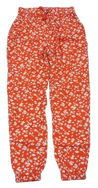 Červené květované volné kalhoty zn. H&M