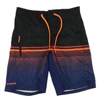 Černo-modro-oranžové proužkované plážové kraťasy Olaian 