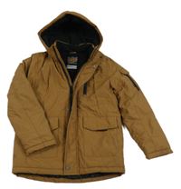 Hnědá šusťáková zimní bunda s kapucí zn. Matalan