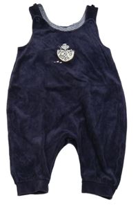 Tmavomodré sametové laclové tepláiky s dinem 