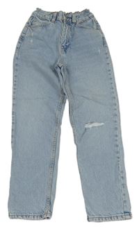 Modré straight rifle  s dírou na koleni Kiabi 