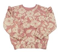 Starorůžová květovaná mikina s volánky Nutmeg