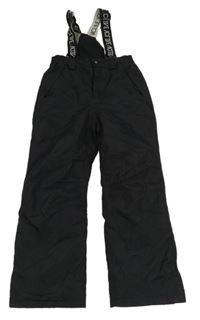 Černé funkční šusťákové oteplovačky s odepínacími kšandami Crane