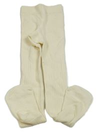 Krémové žebrované punčocháče