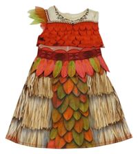 Kostým - Hnědo-červeno-zelené šaty s listy - Vaiana George