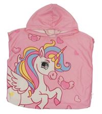Růžové pončo s jednorožcem a kapucí 