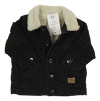 Nové - Černá riflová zateplená bunda s beránkem F&F