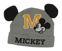 Šedo-černá čepice s Mickeym a oušky Disney
