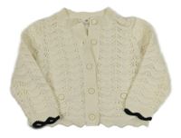 Smetanový perforovaný propínací svetr H&M