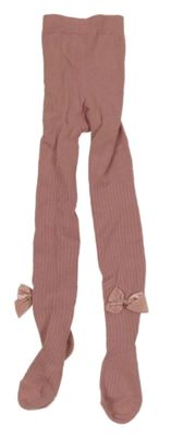 Starorůžové žebrované punčocháče s mašlemi Primark