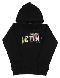 Černá mikina s nápisem a kapucí 