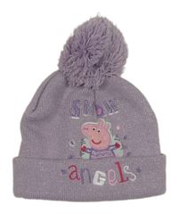 Lila třpytivá čepice s Pepinou a bambulí