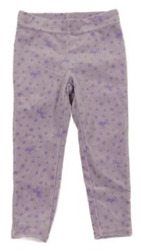 Lila plyšové legíny s jednorožci a hvězdami Kiki&Koko